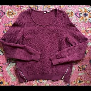 Anthropologie Moth textured sweatshirt with zippers